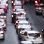 Busy crowded traffic jam on the road