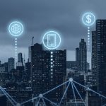 Futuristic smart city with 5G global network technology